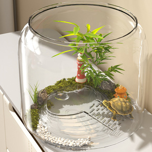 <span class=keywords><strong>Aquarium</strong></span> de bureau rond moderne en plastique transparent écologique pour poissons rouges et plantes vertes - Product Image 3