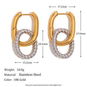 <span class=keywords><strong>Boucles</strong></span> d'oreilles en acier inoxydable plaqué or 18 carats à la mode à prix de gros Géométrique Dainty <span class=keywords><strong>Multi</strong></span>-ring Twist Twist Two Tone Color Matching - Product Image 5