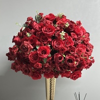 Hochzeits-Blumenkugel Tischdekoration Seiden-Rote-Rosen Künstliche Blumenkugeln für Hochzeitstisch-Dekorationen Party-Event-Dekor