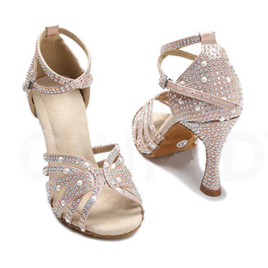 Zapatos de Baile Latinos con Tiras para Mujer, Zapatos de Salsa, Cha Cha, Satén, Profesionales, para Práctica y Actuación de <span class=keywords><strong>Samba</strong></span> y Salsa - Product Image 6