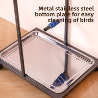 Support de jeu pour cage à oiseaux avec bols en acier inoxydable et plateau lavable, perchoir sur pied pour perroquets, cacatuaux, ara, grises africaines