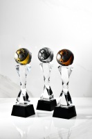 Trophée sportif en verre transparent gravé, nouvelle conception Hengyue MH-MJ0118, impression numérique, édition annuelle du Championnat des partenaires, respectueux de l'environnement
