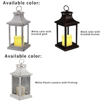Lanternes à LED sans flamme pour décoration intérieure et extérieure, avec panneaux en verre transparent, à poser sur table, couleur noire
