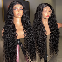 Perruque 100% Cheveux Humains, Frontale Complète 13*4, Dentelle Transparente, Double Tirage, Cheveux Humains Bruts Birmans Bouclés, Sans Colle, Perruques Full HD Lace