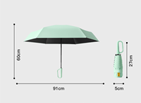 Parapluie de poche pliable 5 sections avec poignée mousqueton, revêtement UV noir, logo personnalisé OEM d'usine, pour femmes, voyage, randonnée, protection solaire et pluie, vente en gros