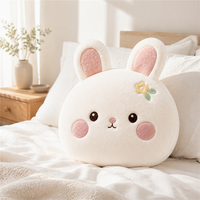 Peluche Lapin Rond Personnalisée en Gros, Jouet Doux Mochi pour Décoration de Pâques, Coussin Lapin Brodé de Fleurs, OEM