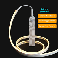 Bande LED à détecteur de mouvement en gros, alimentation PIR par batterie ou USB, sans fil, allumage/extinction automatique, auto-adhésive pour sous lit, placard, escaliers