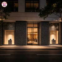 Panneau de façade de magasin personnalisé en terrazzo noir moucheté, socle d'exposition, comptoir solide, mobilier commercial – Approvisionnement direct usine