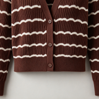 Cardigan rayé à col en V pour femme, pull en tricot color-block, idéal pour un usage quotidien décontracté