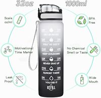 Bouteilles d'eau motivantes en plastique grande capacité 32 oz BSBH pour le voyage en extérieur avec marques horaires et paille