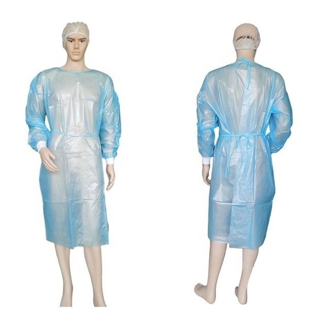 Fluid Resistant Polyethylene Coated Cover Gowns Impervious Isolation Gown Medical PPE Supply PP With Polyethylene Coating Gowns