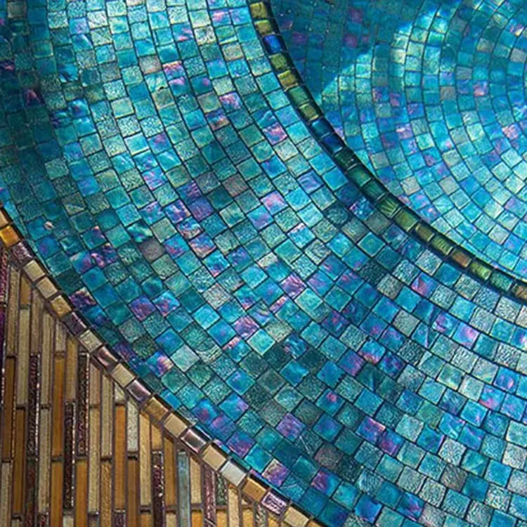 Üretici ucuz fiyat yüzme havuzu fayans mavi cam mozaik