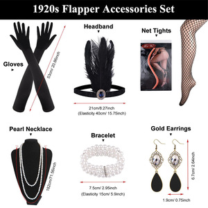 Conjunto <span class=keywords><strong>de</strong></span> <span class=keywords><strong>Accesorios</strong></span> Estilo Flapper <span class=keywords><strong>de</strong></span> los Años 20, Estilo Gran Gatsby, con Diadema, Guantes Negros, Collar y Pendientes - Product Image 2