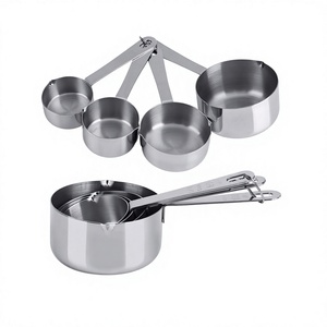 Tazas y cucharas medidoras de acero inoxidable de la mejor calidad, taza medidora redonda para utensilios de cocina - Product Image 1