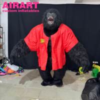 Costume gonflable de gorille en peluche portant un gilet rouge Costume gonflable de gorille noir Costume gonflable de gorille en peluche Costume gonflables