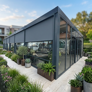 Pérgola de Aluminio con Recubrimiento en Polvo de Lujo Moderna de 5x4, Persianas Motorizadas con Cierre, Sistema de Cerramiento de Vidrio Deslizante, Diseño Ecológico, Protección Contra Roedores - Product Image 3