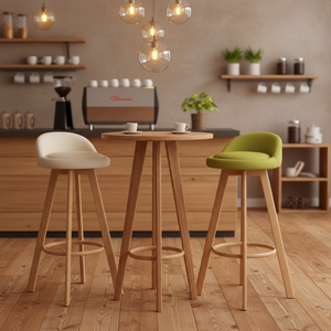 Tabouret de <span class=keywords><strong>bar</strong></span> haut moderne et contemporain en bois massif avec petit dossier rotatif pour les bars de thé au lait branchés et la maison - Product Image 3