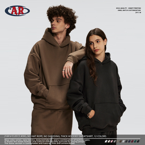 High-quality Cotton <strong>Thick</strong> <strong>Fleece</strong> Oversize 400g Heavy Weight 12 Colors Blank Custom Unisex Hoodies - Product Image 3