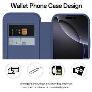 2025 Flip Card Leather 17 Shell multifuncional Premium Wallet Design <span class=keywords><strong>Fola</strong></span> Phone Case Cover para iPhone 17 Air Pro Max - Product Image 2