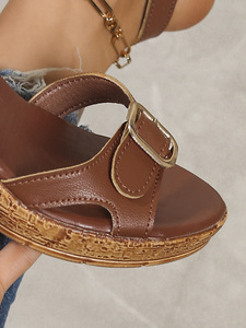 Women New Style Platform Thick-Soled Roman Sandals Summer Wide Strap European and American Wedge Sandals - Product Image 6