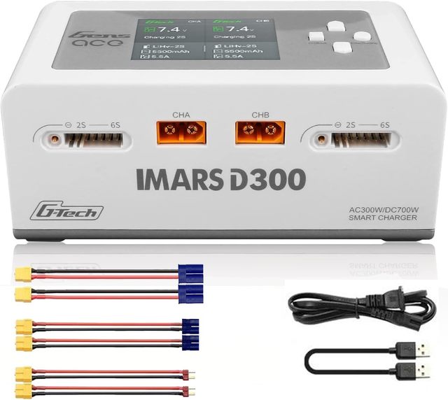D300 Lipo Battery Charger Gens Dual-Channel Metal Drone 1-6S Lithium Battery Intelligent Balance Charger 300W 15A