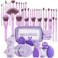 Ensemble de 55/39 pinceaux de maquillage professionnels pour le visage et les yeux, kit complet de lavage du visage, pinceaux en fibres synthétiques, manches en plastique, houppettes