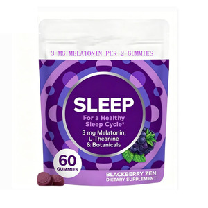 <b>Sleep</b> Support 3 mg Melatonin L-Theanine Chamomile Lemon <b>Balm</b> <b>Sleep</b> Aid Blackberry <b>Sleep</b> Gummy Candy - Product Image 1