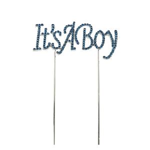 <span class=keywords><strong>Es</strong></span> <span class=keywords><strong>un</strong></span> niño plata Metal Rhinestone género revelar fiesta decoración Baby Shower Rhinestone Cake Topper - Product Image 1