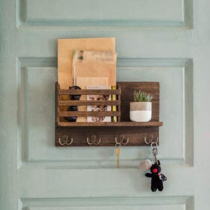 Mộc Mạc Gỗ Paulownia Nổi Kệ Tường Key Khăn Quần Áo Túi Chân Đế Giá Đỡ Clip Hanger Gỗ Tường Kệ - Product Image 4