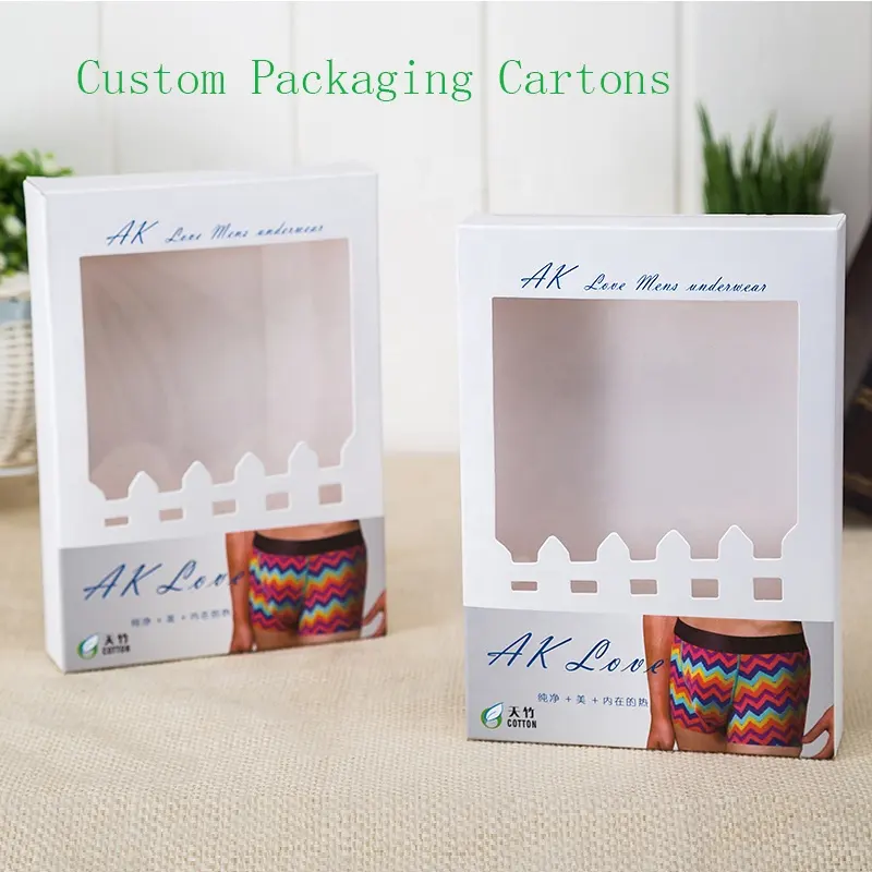 Custom Shipping Boxes With Logo Packaging Paper Box With Window Men's Underwear Socks Packaging Box