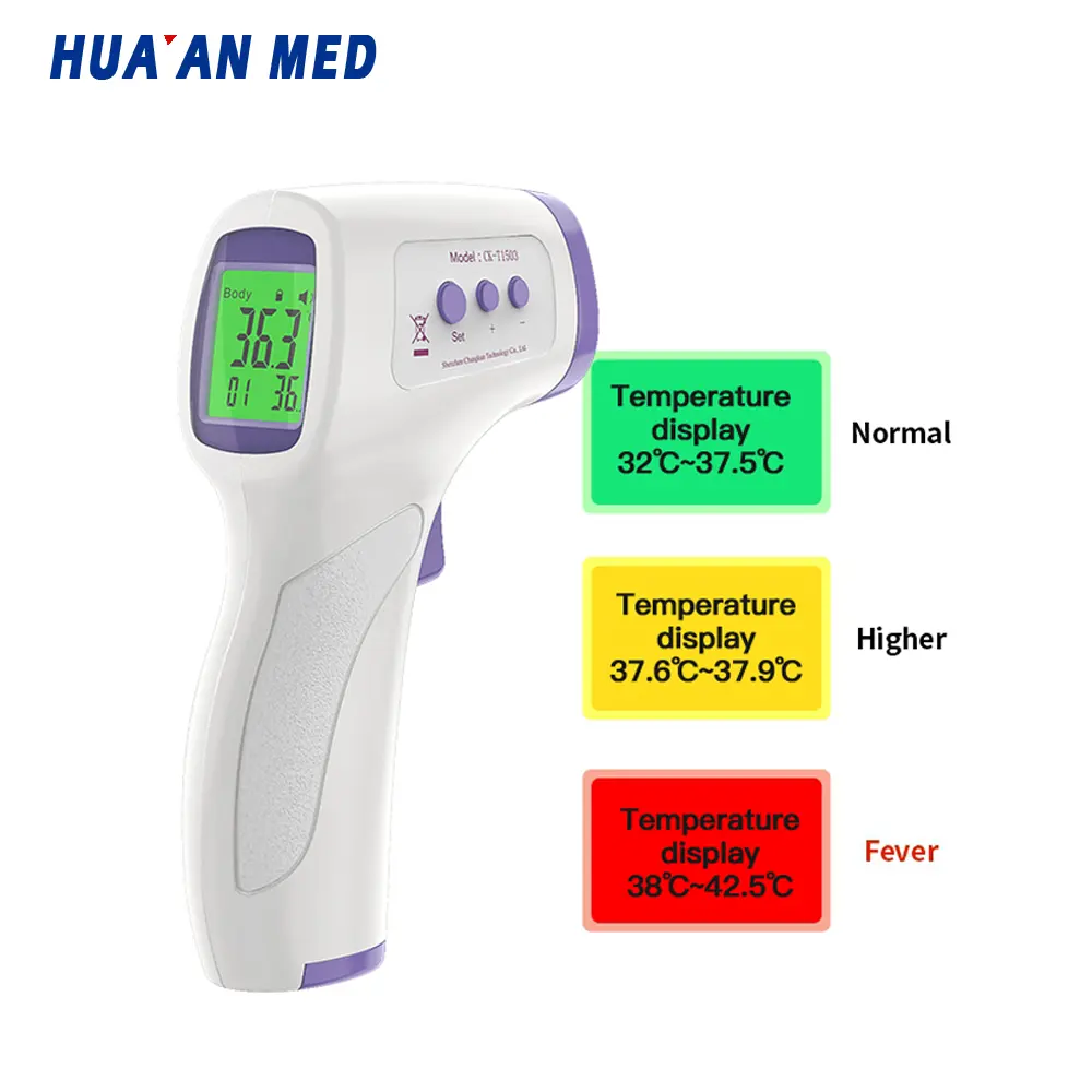 Thermomètre numérique sans contact à infrarouge, pistolet de température, thermomètre frontal