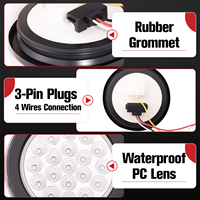 Feux arrière de remorque ronds à LED bicolores de 4 pouces, 19 LED, feux de freinage, de stop et de clignotants, étanches IP67, câbles à 3 broches