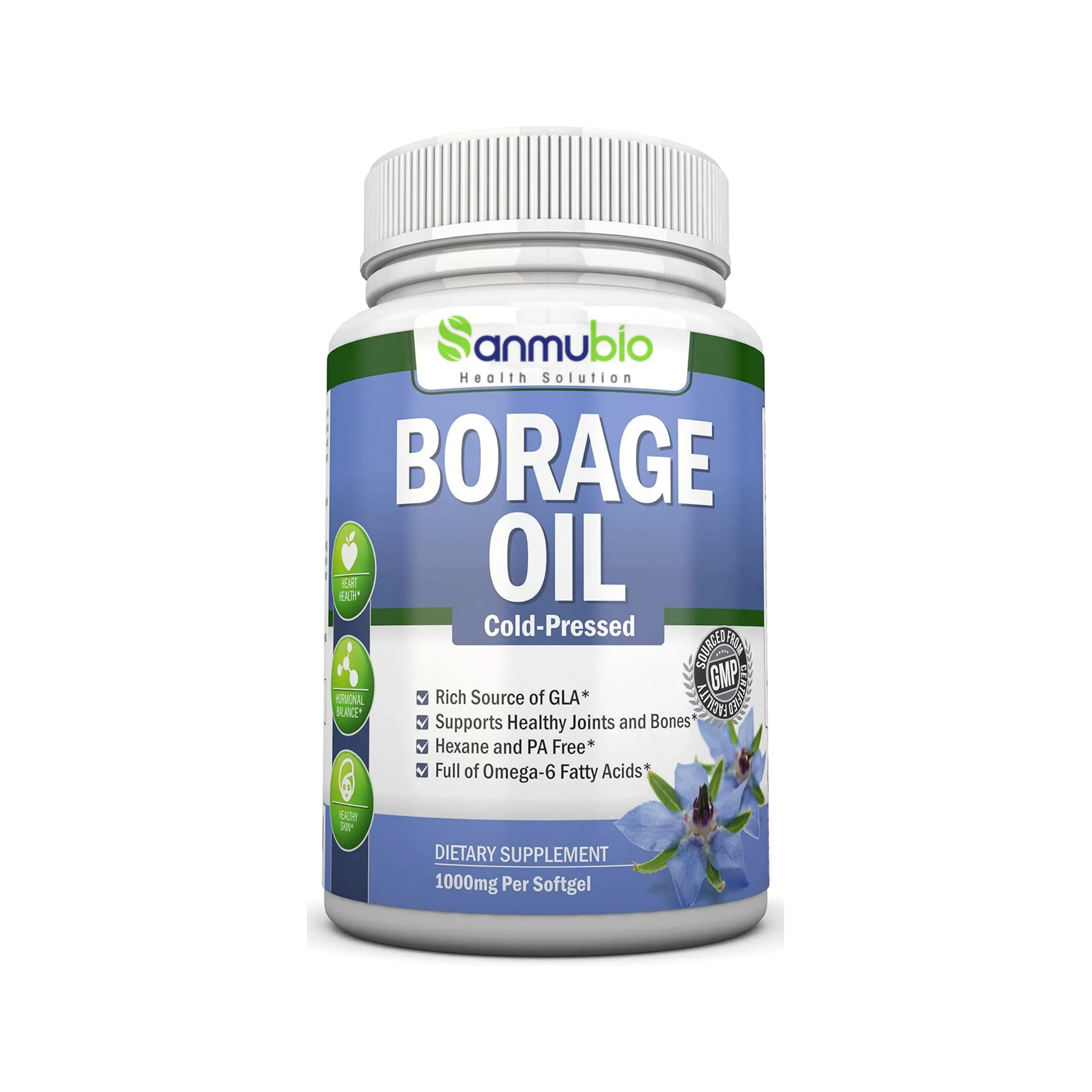 Suplementos de óleo de semente de borage OEM/ODM melhoram a saúde da pele cápsulas de óleo de borage vegano