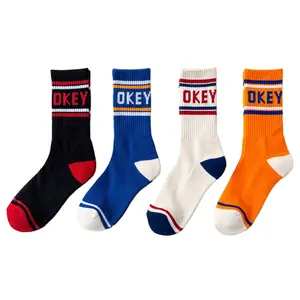 Manufacturer Direct Sale Personality Cozy Warm Hip Hop Street Style custom sports bamboo Letter Socks logo Ribbed Crew socks