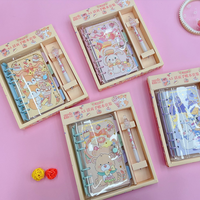 Handbuch Kinder Notizen Briefpapier High Color Value Set Geschenk box Transparent Neue Lose blatt Niedliche Leder Promotion