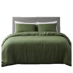 Linge de lit naturel français 100% lin pierre lavé literie housse de couette ensembles de draps pour lit king size