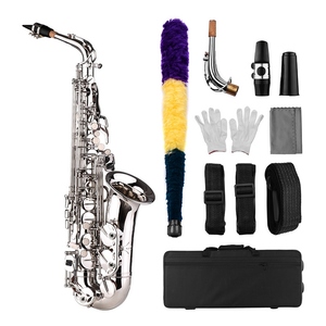 Saxophone <span class=keywords><strong>Sax</strong></span> <span class=keywords><strong>Eb</strong></span> Be Alto E Plat Laiton Sculpté Motif sur Surface Embouchure en Plastique Exquis avec des Gants - Product Image 2