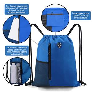 Échantillon gratuit Sac à cordon imperméable Nylon Oxford Polyester Sac à dos de sport Sac de natation avec logo imprimé personnalisé - Product Image 5