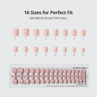 XCOATTIPS Capsules d'ongles carrées extra courtes 160 pièces en gros Nude Naturel à presser Faux ongles Couverture complète Capsules d'ongles en gel souple X