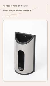 Distributeur de sacs en plastique en acier inoxydable argenté facile à monter au mur, support de sacs en plastique rectangulaires pour sacs d'épicerie, outils moyens - Product Image 2