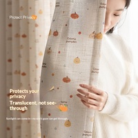 Voilage en lin crème à motif citrouille, translucide et protecteur de l'intimité, pour fenêtre de chambre d'enfant