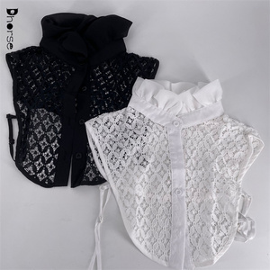 Gros <span class=keywords><strong>Crochet</strong></span> Blanc et Noir Amovible <span class=keywords><strong>Faux</strong></span> Cou Dentelle <span class=keywords><strong>Col</strong></span> Élégant - Product Image 6
