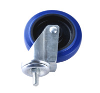 Roue pivotante en caoutchouc bleu à haute élasticité avec double roulement à billes, silencieuse, en acier et nylon, 125x32mm, pour usage moyen, de la marque Source Factory