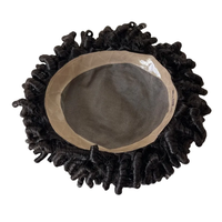 16 pouces Long Twist Curl Toupee Topper Indien Hommes Prothèse Capillaire Naturel Hommes Perruque Super Fine Soudée Mono Toupee 15mm