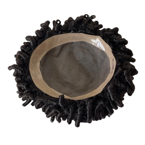 วิกผมยาว16นิ้วผมหยิกเป็นลอนสำหรับผู้ชายอินเดียผมปลอมฝอยจากธรรมชา<span class=keywords><strong>ต</strong></span>ิสำหรับผู้ชายวิกผมแบบโมโนขนาด15มม. - Product Image 4