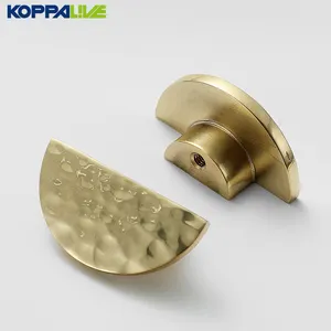 Koppalive Hammered Knobs Full Brass Half-moon Handmade Small Drawer Handle Cabinet Pull Handles