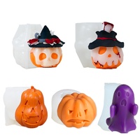 Moule à gâteau en silicone de qualité alimentaire pour Halloween, citrouille, fantôme, résistant à la chaleur, écologique, réutilisable, moule à bougie aromatique, zombie, diable