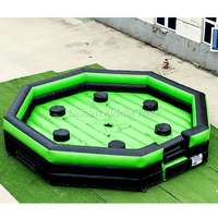 Jeu de sport de plein air 8m Toxic Meltdown Standing Wipe Out Gonflable Wipeout Parcours d'obstacles gonflable pour adultes