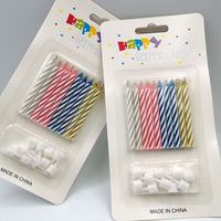 Lot de 10 bougies d'anniversaire spirales multicolores avec supports, décorations de gâteau filetées pour fêtes d'enfants, Ramadan, Diwali