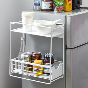 Organisateur de réfrigérateur à 3 niveaux, support de rangement magnétique suspendu pour condiments et boissons de cuisine - Product Image 1